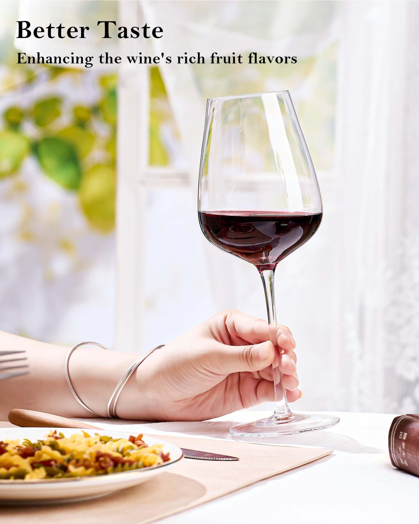 JBHO Hand Blown Italian Style Crystal Bordeaux Wine Glasses - Great Gift Packaging - Red Wine Glasses Lead-Free Premium Crystal Clear Glass - Set of 4-18 Ounce