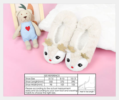 DICUIRD Womens Animal Soft Sole Slipper Socks with Grippers-Fuzzy House Slippers(Deer, 8-10)