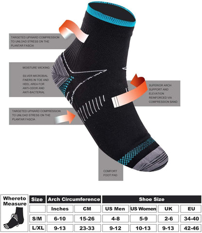 woeita Compression Socks - Upgraded Sport Plantar Fasciitis Arch Support- Low Cut Compression Foot Socks Best for Athletic Sports, Running, Medical, Travel, Pregnancy (6 Pairs)