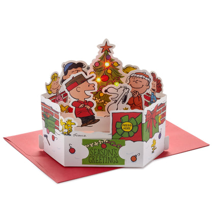 Hallmark Paper Wonder Peanuts Displayable Pop Up Christmas Card with Light and Sound (Charlie Brown Christmas Tree, Plays Christmastime is Here)