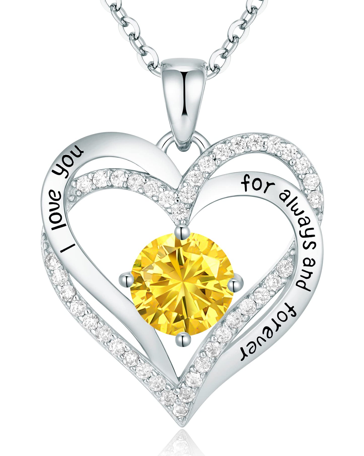 CDE Valentine's Day Gift Forever Love Heart Necklaces for Women, Wedding Anniversary, Birthday Mothers Christmas Day Gifts for Mom, Mother, Wife, S925 Silver Jewelry with Birthstone Pendant