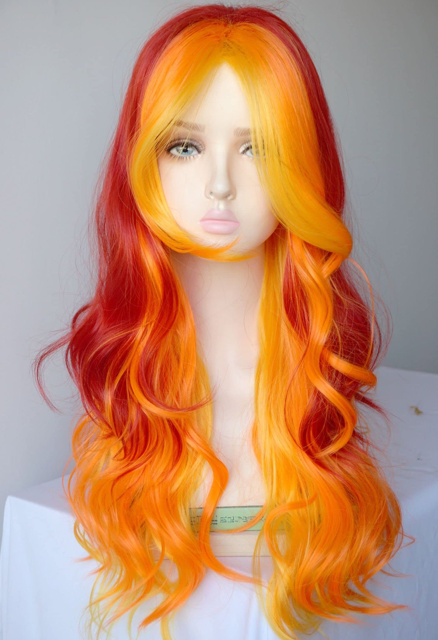 Orange yellow wigs for women costume Wig and flow curl orange ombrewigs synthetic wigs Halloween costume wig for women