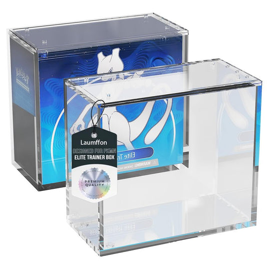 Laumffon Elite Trainer Box Acrylic Display Case Stackable- ETB Protector Case with Strong Magnets Sliding Lid -5mm +5mm Ultra Thick Acrylic Compatible with Elite Trainer Boxes, 1 Pack