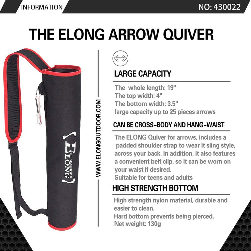Archery Hip and Back Quiver for Arrows - Adjustable Black Arrow Holder with Padded Strap | Ideal for Kids & Adults
