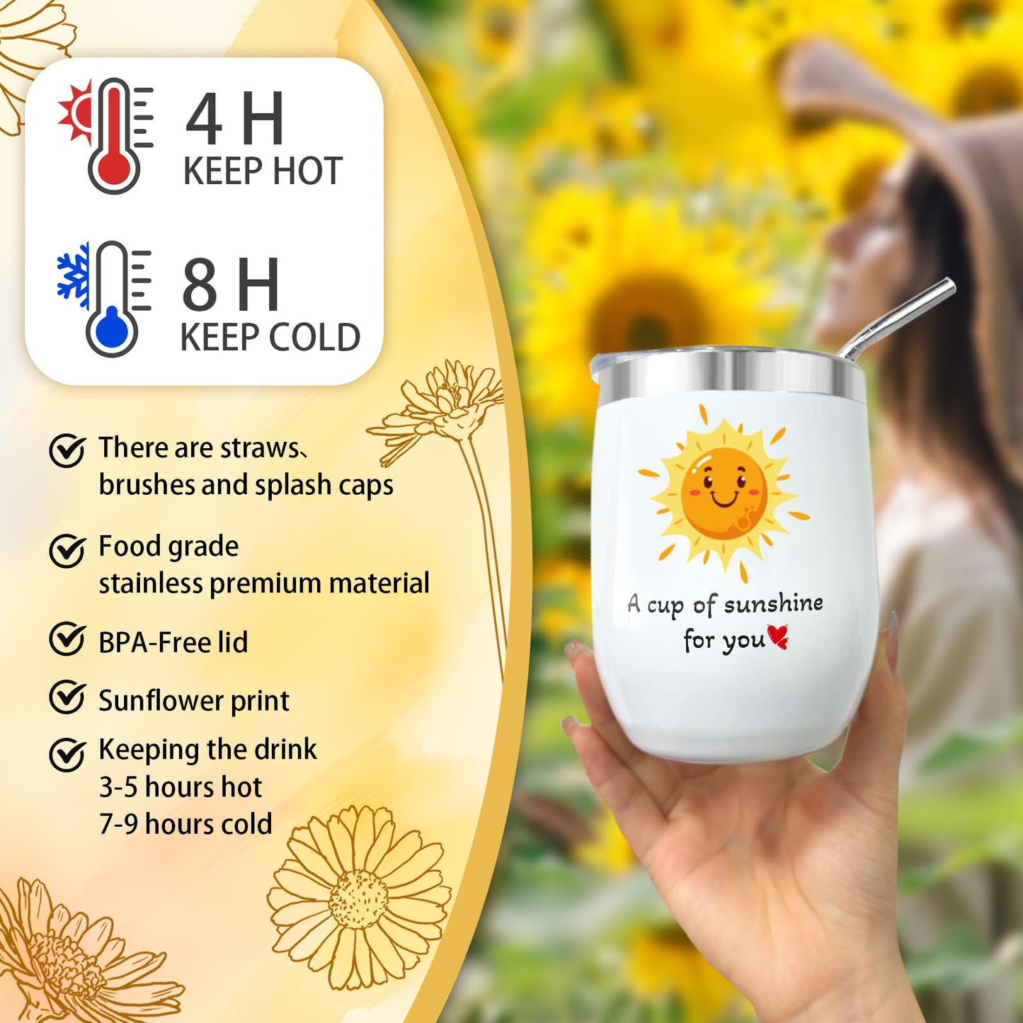 Gift Baskets for Women, Sending Sunshine Sunflower Care Package for Women, Thank You, Get Well, Sympathy Inspirational Friendship Christmas Gifts for Mom Her Sister Friends Wife, Self Care Spa Basket