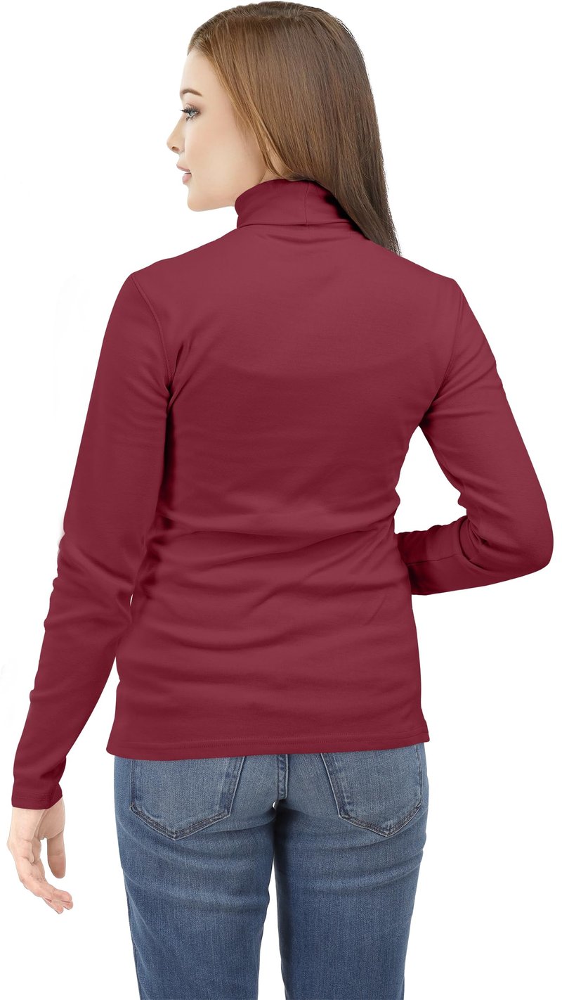 NY Threads Women's Turtleneck Long Sleeve Shirt Slim Fit Thermal Base Layer Tops 1 Pack, Large, Red