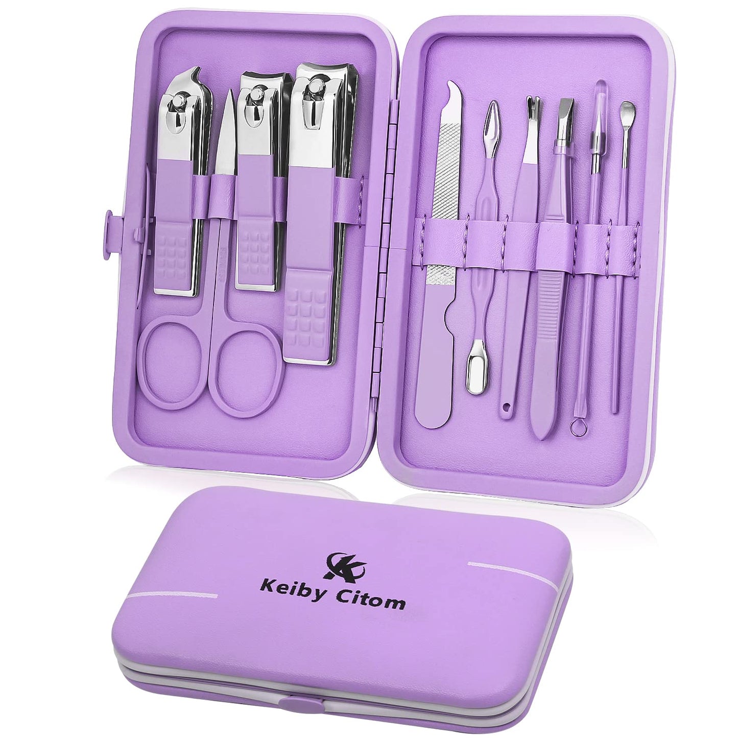 Manicure Set, Travel Mini Nail Clippers Kit Pedicure Care Tools, 10pcs Stainless Steel Grooming kit (Pink)