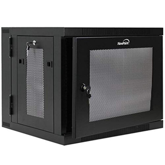 NavePoint 9U Server Cabinet with Hinged Back - 17.7” Deep, Server Rack Enclosure with Locking Perforated Door, Wall Mount Rack with Removable Side Panels, Network Cabinet, Pre-Assembled