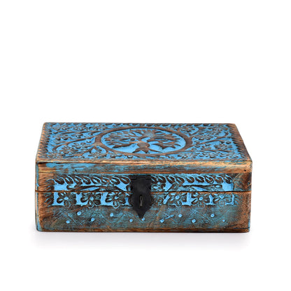 BHAVATU |Wooden Jewelry Box, Tarot Box, Celestial Home Decor, Witch Box, Tree of Life, Trinket Box |Size- 8" x 5" x 2.5",| Decorative Storage Bin