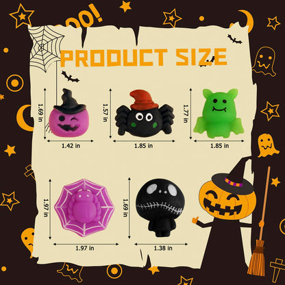 JDSTY 24Pcs Halloween Mochi Squishy Toys Stress Relief Squishies for Kids Girls Boys Halloween Party Favors Halloween Treat Bags Gifts