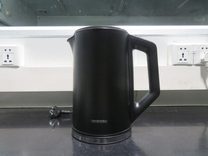 Arendo - Stainless Steel Kettle with Temperature Setting 40-100 Degrees in 5 Steps - Double Wall Design - Elegant Model - 1.5 Litre - 2200 W - Tea Maker with Temperature Display - GS - Black