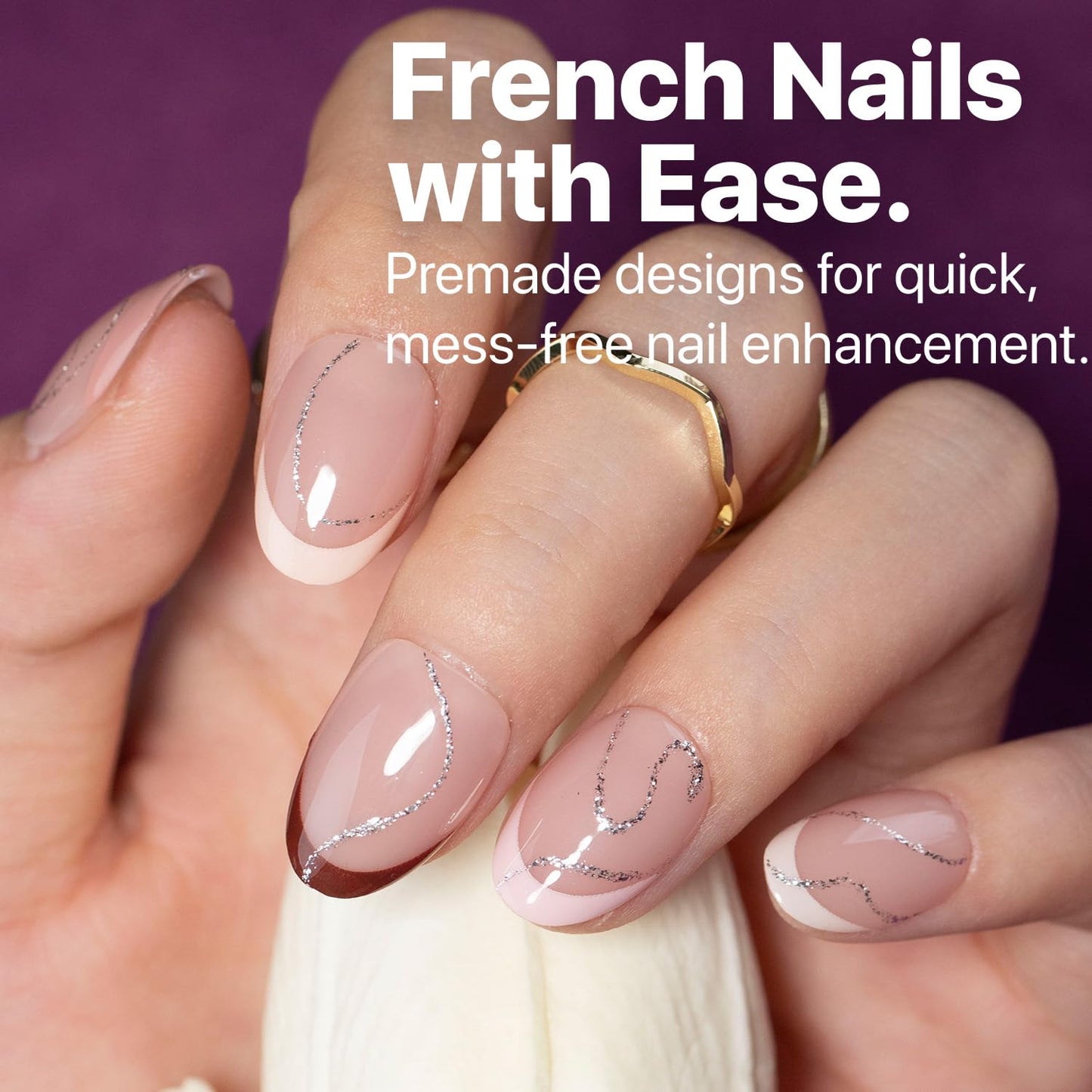 SXC Cosmetics French Tip Press On Nails - Skin Tone Nude and Color Series, Short Coffin X-Pro Tips Starter Kit ST119KIT