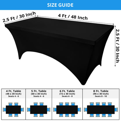 Utopia Kitchen Spandex Tablecloth 2 Pack [4FT, Black] Tight, Fitted, Washable and Wrinkle Resistant Stretch Table Cloth Rectangle Cover for Trade Show, Weddings & Parties [48Lx30Wx30H Inch]