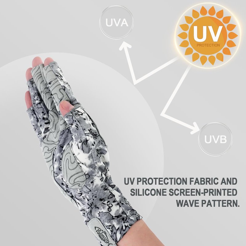 Palmyth UV Protection Fishing Fingerless Gloves UPF50+ Sun Gloves Men Women for Kayaking, Hiking, Paddling, Driving, Canoeing, Rowing（Ashen，Medium）