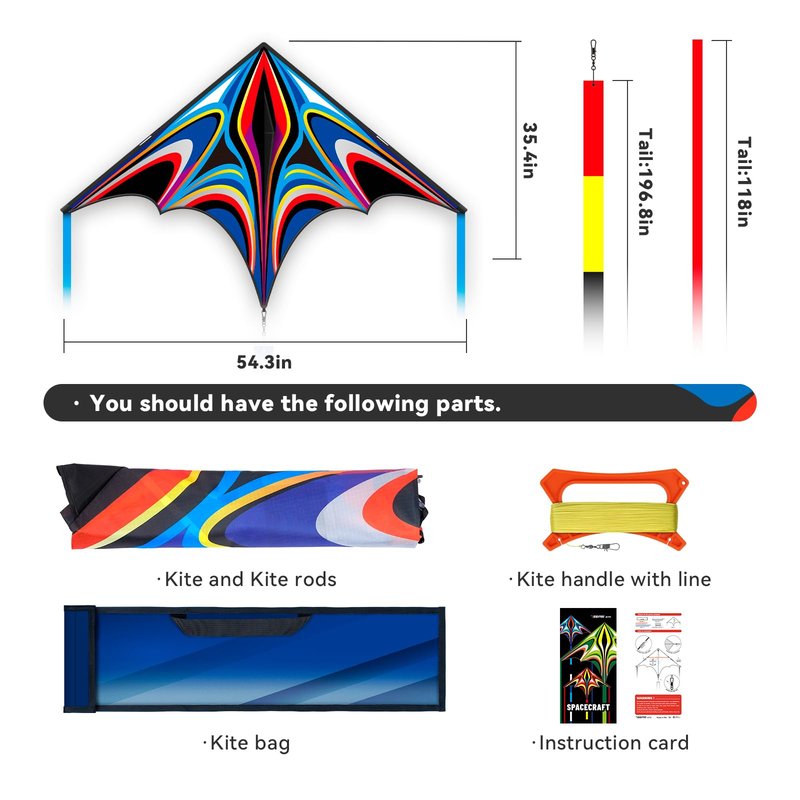 SGftre Blue Large Delta Kites Flying Toys Easy to Fly，Huge Kite for Kids and Adults，Comes with 328ft String Kites Handle，Beach Kite Family Outdoor Toy (Power Triancle-Blue)
