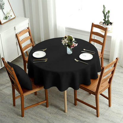 4 Pack Black Round Tablecloth 90 Inch - Circle Polyester Table Cloth for Round Table, Stain and Wrinkle Resistant Washable Fabric Table Cover for Wedding Party Banquet Restaurant Reception Dining