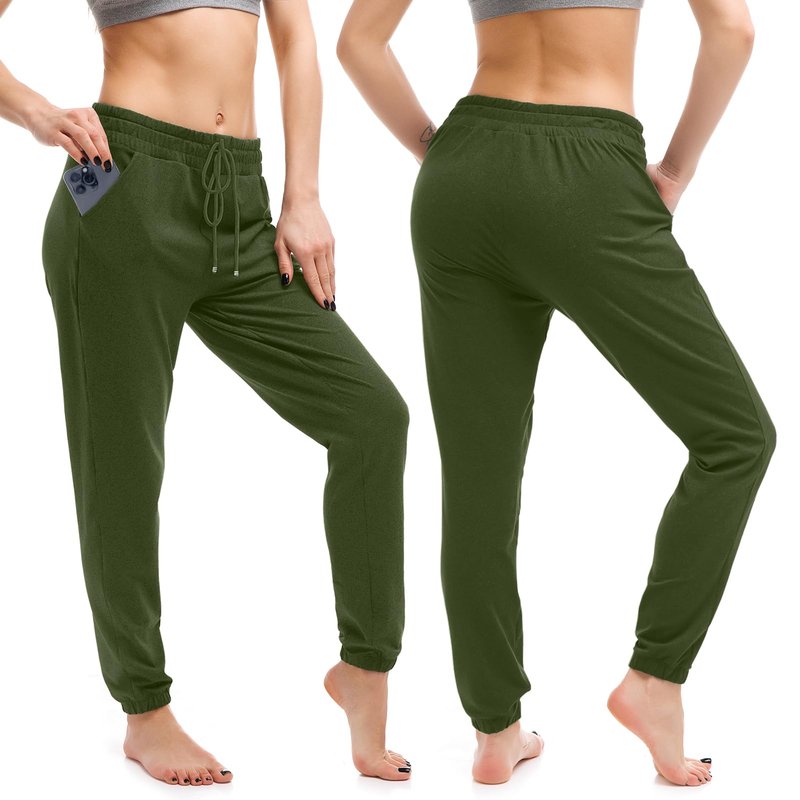 Walifrey Womens Joggers with Pockets, Drawstring Sweatpants Women for Lounging Jogging Gym and Workout OliveGreen,1 Pack OliveGreen XL