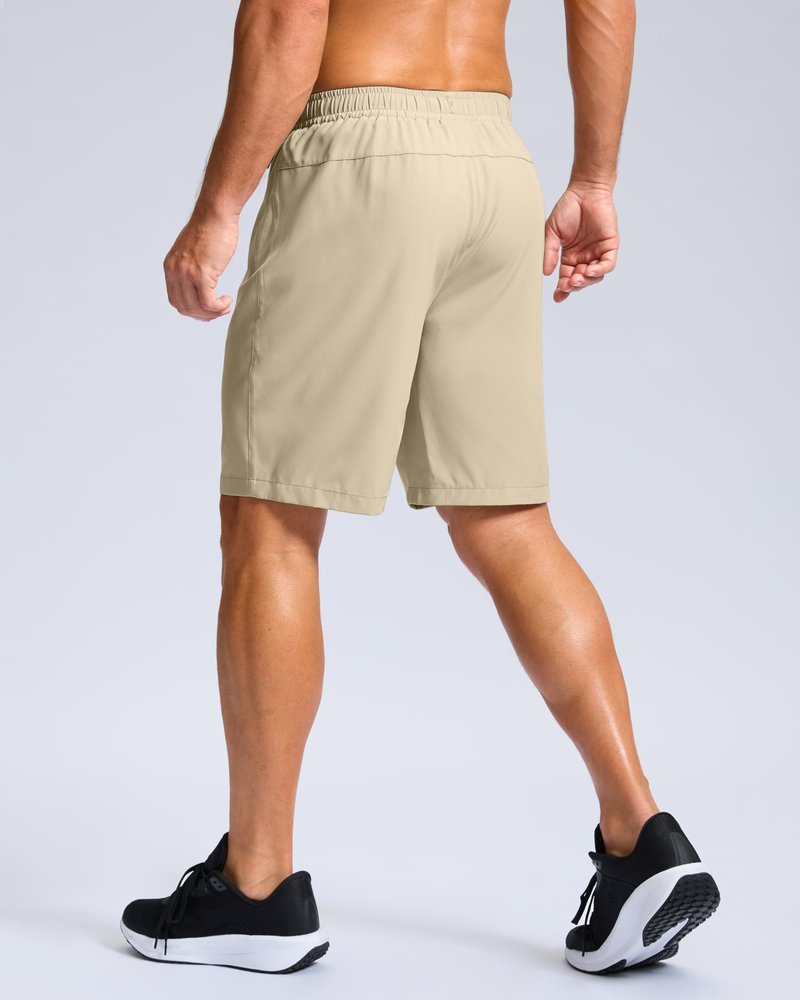 G Gradual Men's Athletic Running Shorts with Zipper Pockets Quick Dry 7"/ 5"/ 9" Workout Gym Shorts for Basketball Hiking(Khaki,9M)