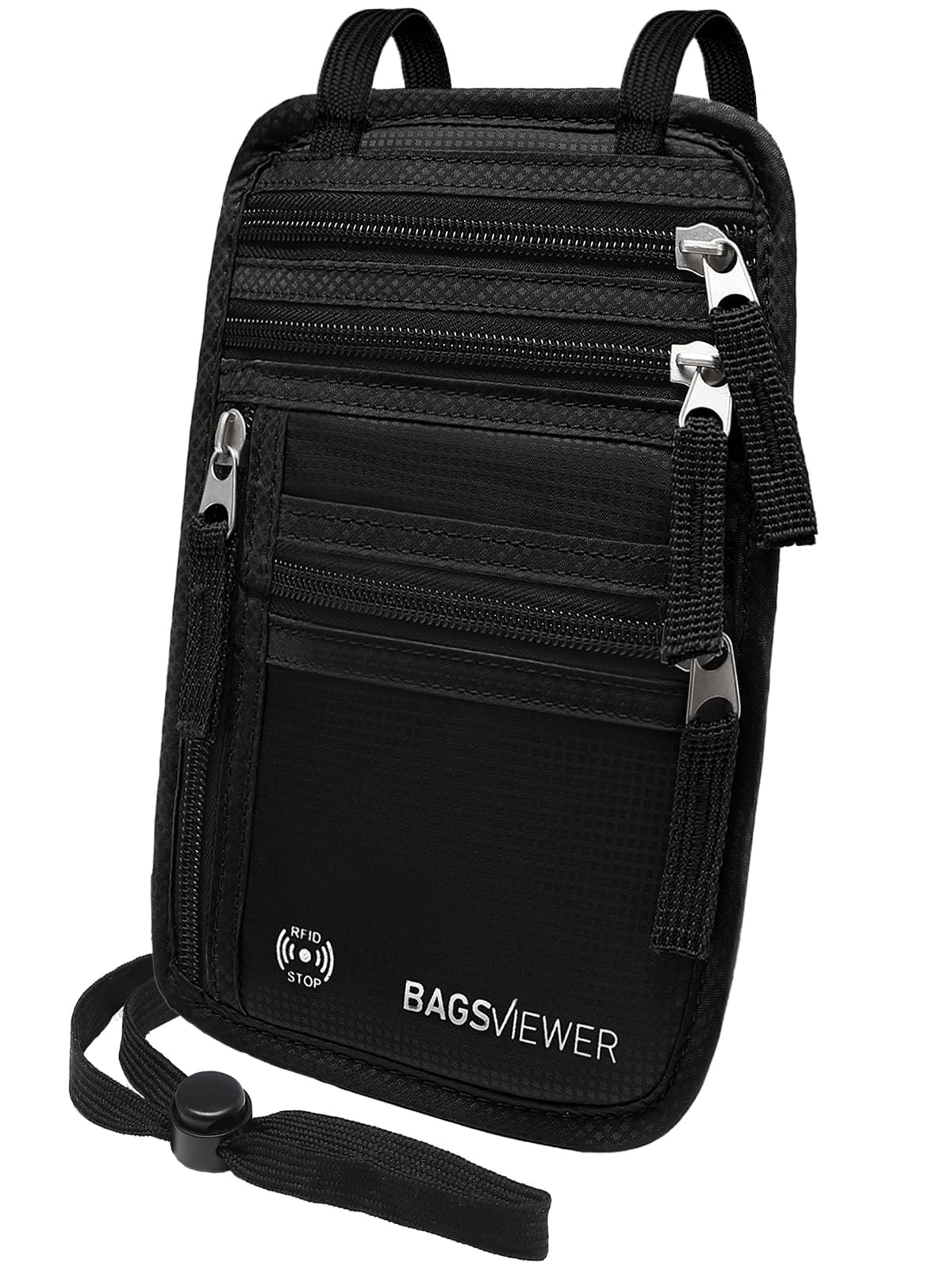 BAGSVIEWER Neck Wallet, RFID Blocking Passport Holder for Travel, Waterproof and Slim Pouch with Adjustable Neck Strap for Men, Women to Secure Cash and Credit Cards, 8" × 8.5"