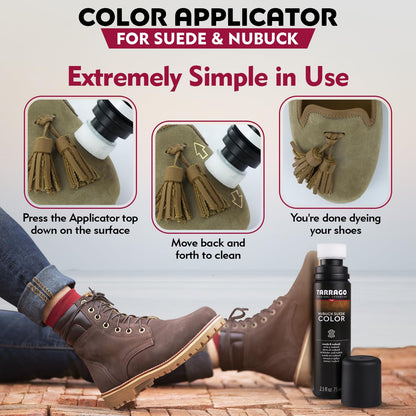 Tarrago Nubuck Suede Colour Renovator - Renews Color of Suede & Nubuck Footwear - Contains Synthetic Polymer and Vegetal Oil - Self-Applicator Bottle with Sponge, 75 ml / 2.54fl.oz