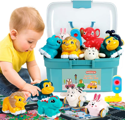 HahaGift Animal Car Toys for 1 Year Old Boys Gifts, Baby Boy Toys 12-18 Months Truck Toy, Pull Back Cars for 1 2 Year Old Girls, 1 Year Boy Birthday Gift for Childrens Toddler Toy 1-2 Years