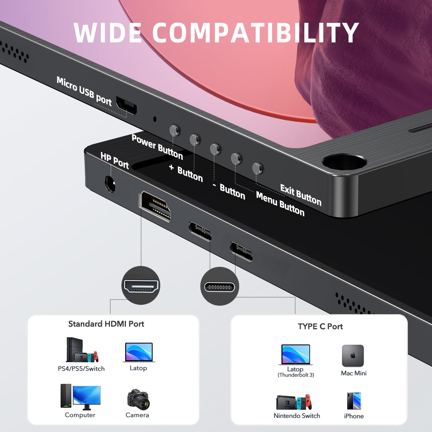 UPERFECT Portable Monitor 4K 16" | 1200 Nits Laptop Monitor | 3840 * 2400 UHD | 1MS FreeSync 2000:1 Contrast | USB-C & HDMI | VESA & Smart Case | Travel Screen for Computer, Mini PC, Game Consoles