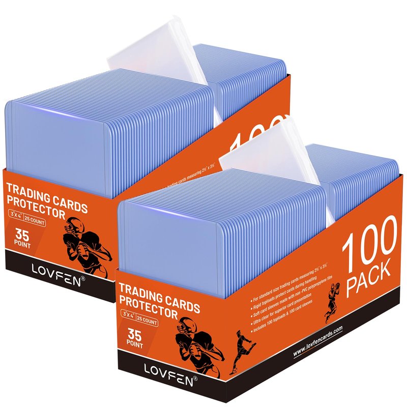 LOVFEN 400 Hard Plastic Card Sleeves – 200 Toploads & 200 Penny Sleeves, 35PT Baseball Card Protectors with Bend-Resistant, Rip-Proof Edges for TCG, Sports, Football & Collectible Cards
