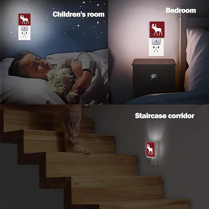 Red Moose Dusk to Dawn Night Light, Auto Sensor Lamp Home Indoor Stairway Kitchen Corridor, Night Lights Plug into Wall Decor, Boys Girls Women Men Room Gifts