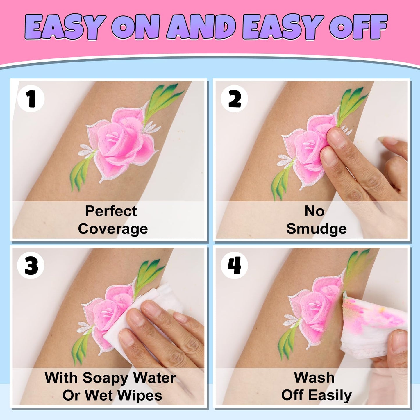 Drawdart Professional Face Painting Kit for Kids Adults, Rainbow Split Cake Face Paint Palette 12 x 10gm+ 4 Colors Pro Pressed Glitter Eyeshadow Palette, with Brushes Sponges Gems Stencils