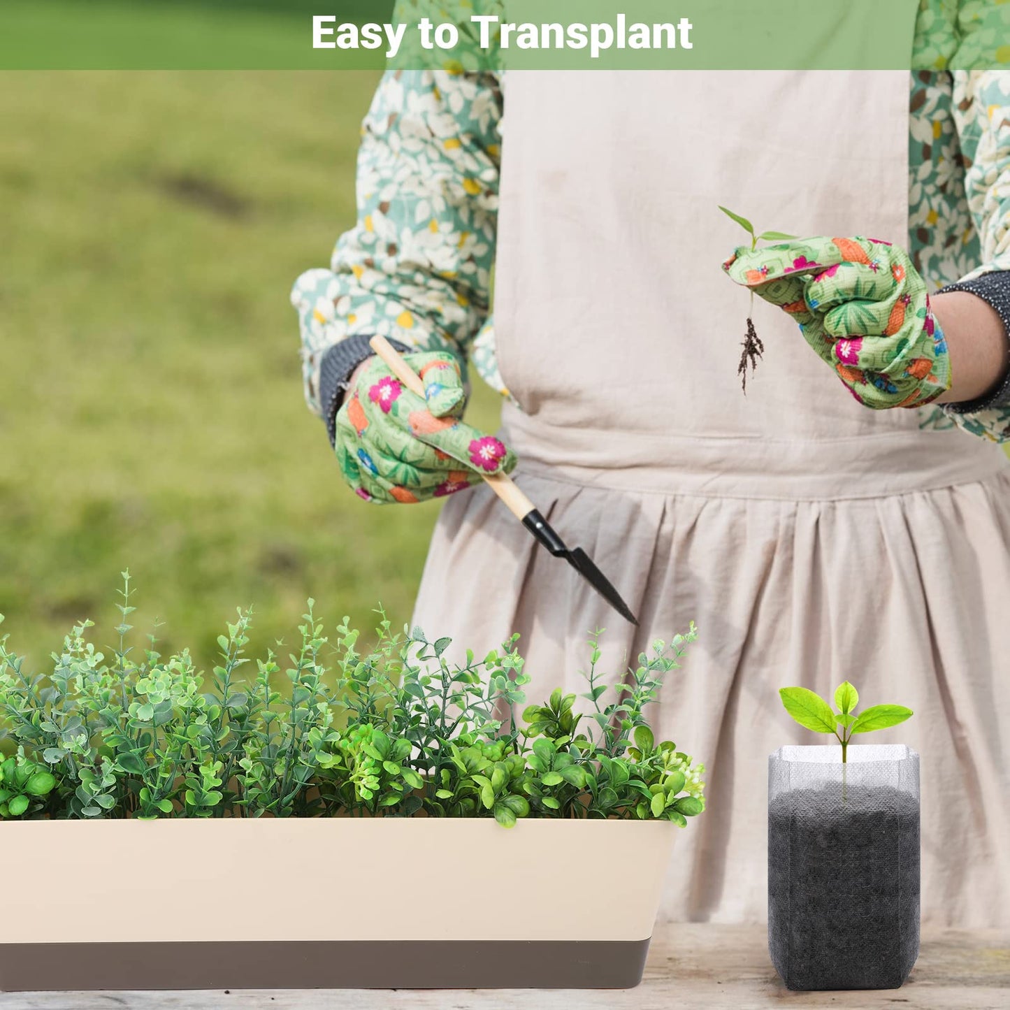 GREANER 200 PCS Nursery Bags, 5.5"x6.3" Non-Woven Fabric Seedling Bags Biodegradable for Home Garden Supply, Tree, Flower, Vegetable, Nursery Pots Container Plants Pouch