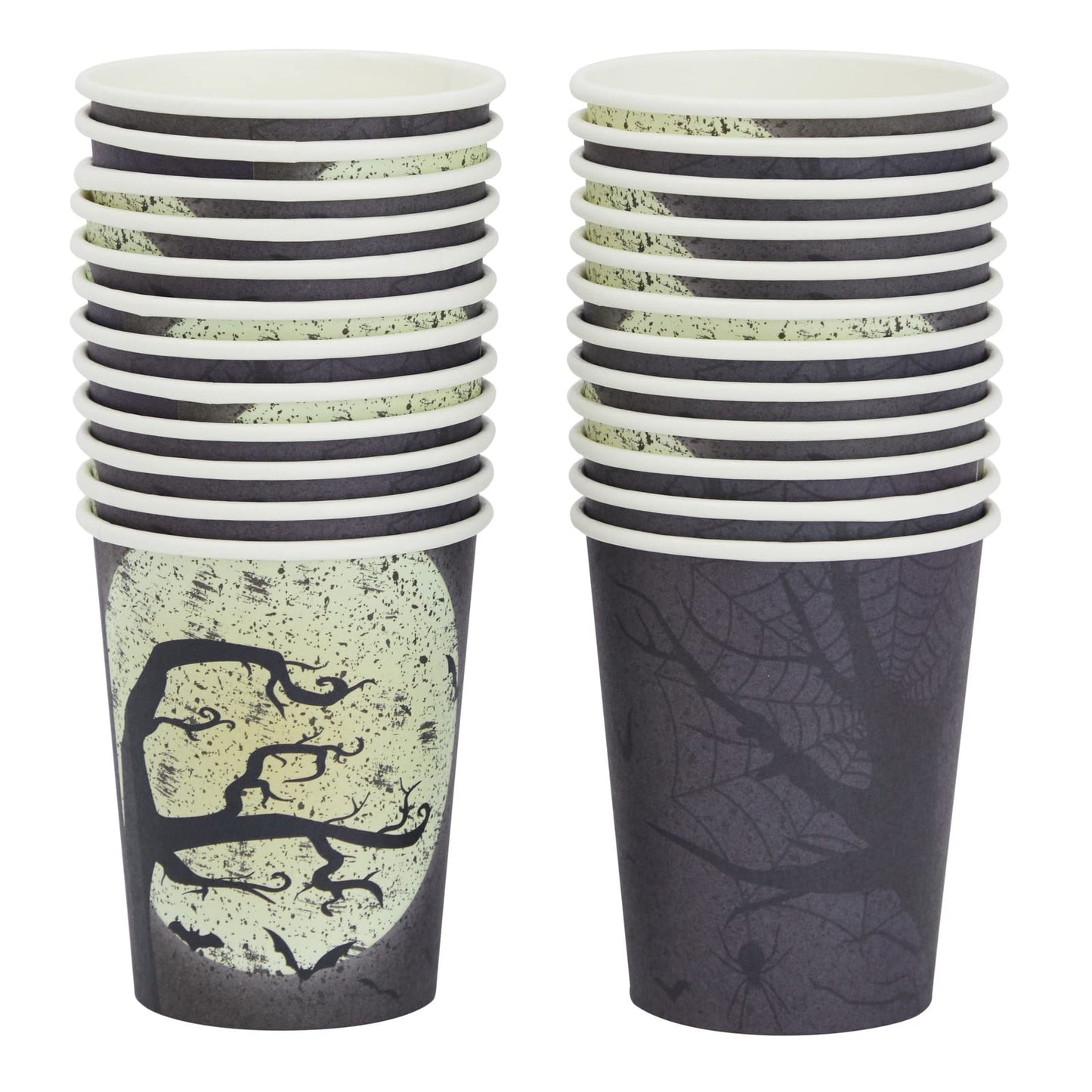 BLUE PANDA 144 Piece Halloween Dinnerware Set, Full Moon Night Sky Halloween Party Plates and Cups and Napkins Set for Spooky Gatherings and Witch Theme Parties (Serves 24)