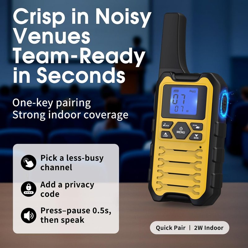 Walkie Talkies Long Range - Rechargeable 6 Pack for Adults | Ideal for Camping, Hunting & Emergency Use