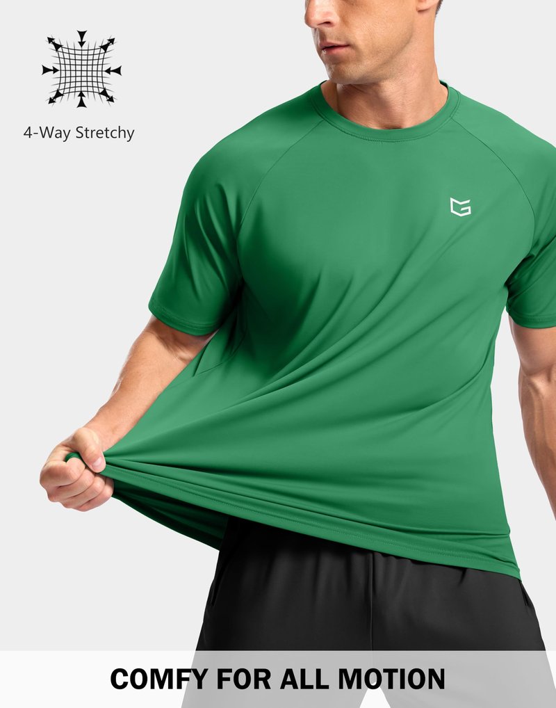G Gradual Men's Athletic Workout T-Shirts Moisture Wicking Cooling Running Shirts Short Sleeve Performance Tee for Gym Tennis(Green,S)