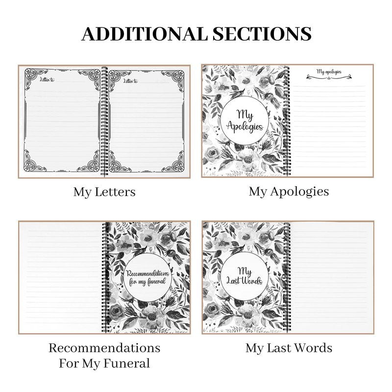 End of Life Planner Organizer Notebook with Pocket for Documents, I'M Dead Now What Planner Spiral Bound If I Die Binder Organizer Guided Final Arrangement for Beneficiary Will Preparation Last Wishes