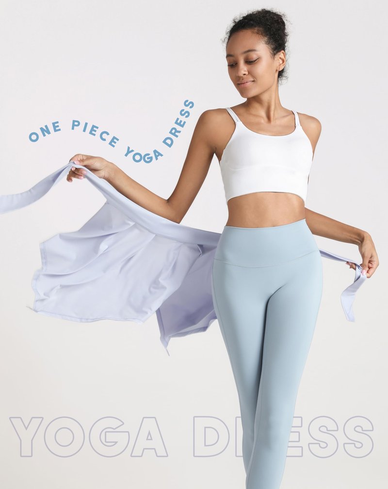 PEHMEA Women's One Piece Straps Yoga Ballet Tennis Jogging Skirts Tie Up Skirts Cover Up (Light Blue, One Size)