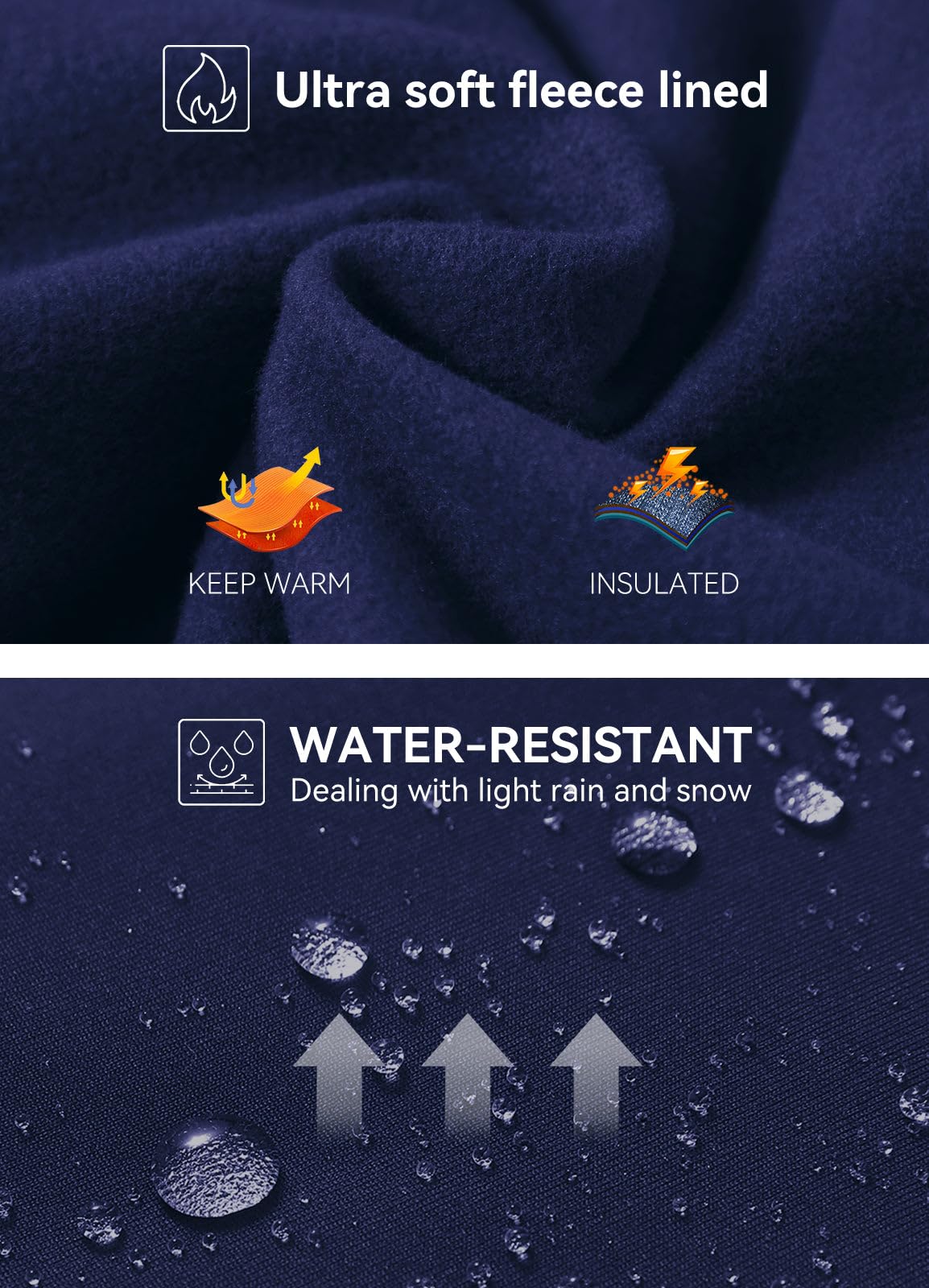 BALEAF Women's 27“ Fleece Lined Leggings Water Resistant High Waisted Winter Warm Hiking Running Pants with Pockets