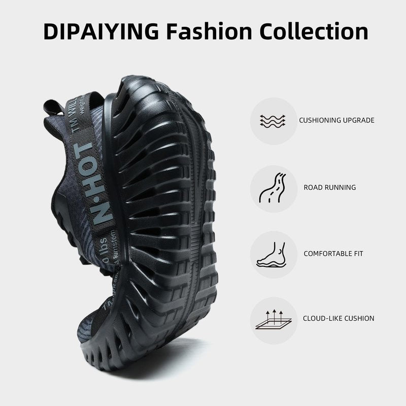 DIPAIYING Chunky Fashion Walking Shoes for Women & Men Breathable Casual Sneakers Lightweight Gym Workout Tennis Shoes Black Size 11.5