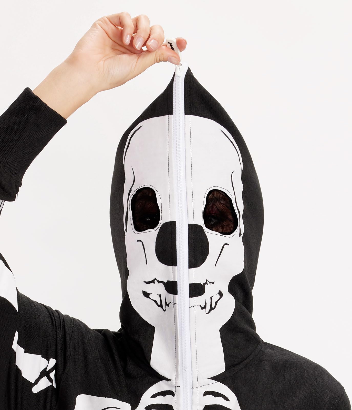 Tipsy Elves Halloween Skeleton Costume for Women - Comfy Easy Adult Onesie Jumpsuit - Front and Back Print with Zip Up Mask - Women's White Skeleton Jumpsuit Halloween Costume Size Medium
