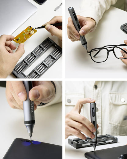 52 in 1 Electric Screwdriver Set,XIAONIAN 3.7V Mini Precision Screwdriver Set with 48 S2 Magnetic Bits,USB-C Charging Cable,LED Light,Small Repair Tool Kit for Phone,Watch,Eyeglasses,PC,Camera,Laptop