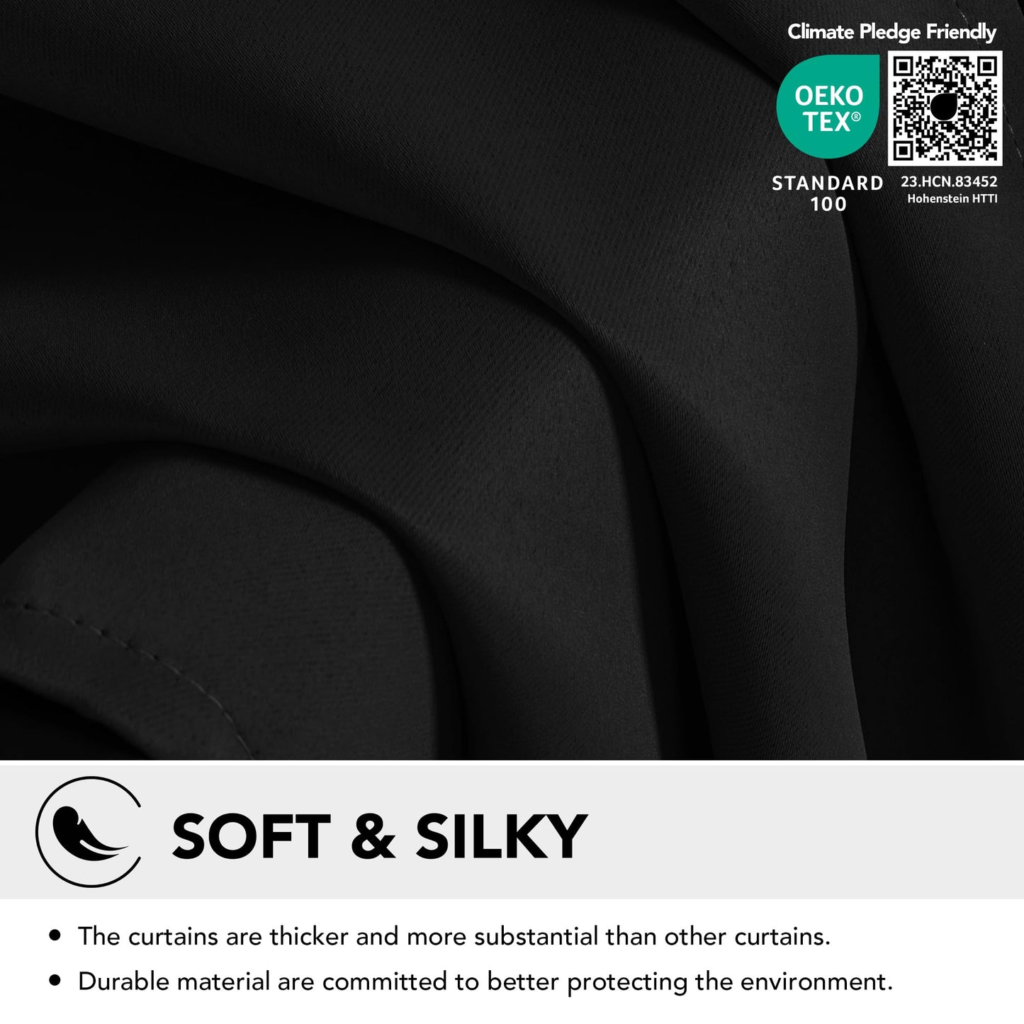Deconovo Black Curtains Bedroom 52 x 84 Inch Thermal Insulated Energy Saving Eyelet Blackout Curtains for Living Room Black 1 PAIR