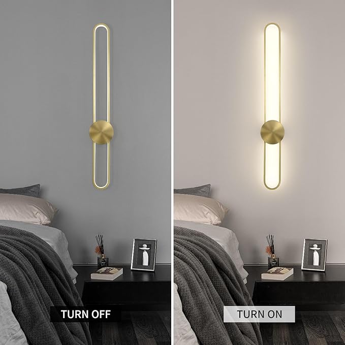 JAYMP Modern Wall Sconce Dimmable LED Wall Light Fixture, Hardwired Wall Lamp for Living Room, Dining Room, Bedroom, Hallway, Lobby, Entryway (Brushed Gold, H90cm/35.4inch)