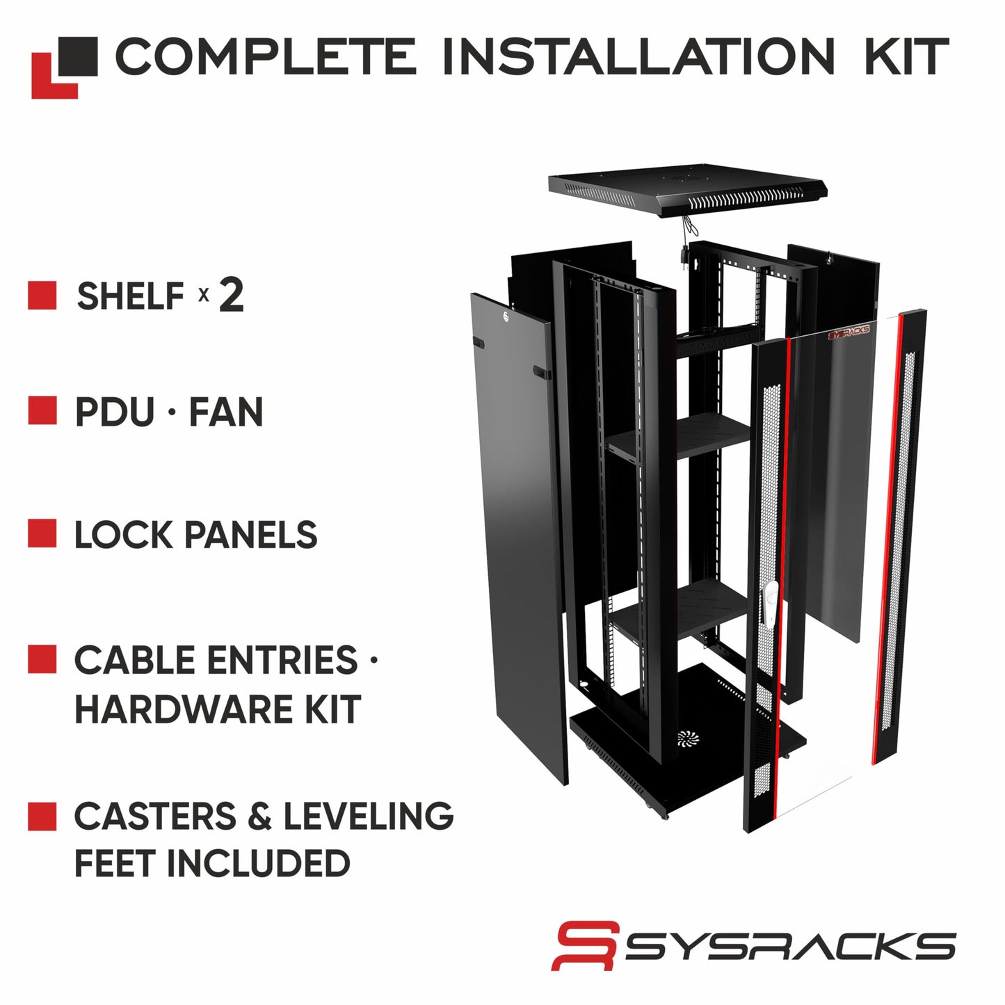 22U Wall Mount Server Rack Cabinet 24” Deep, 19” Network & AV Enclosure for Home Lab with Fan, PDU, 2 Shelves, Locking Glass Door