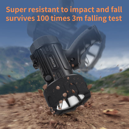 BUYSIGHT Rechargeable Spotlight Flashlight,1000,000 lumens Hand held Spotlight Waterproof Flashlight Hunting Lamp with red Filter (Graphite Black)