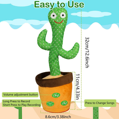 HICAS Dancing Talking Cactus Toy Repeat What You Say Singing Cactus Voice Recorder Baby Toys Volume Control with 120 Songs Funny Children Education Toys, Gifts and Home Decoration