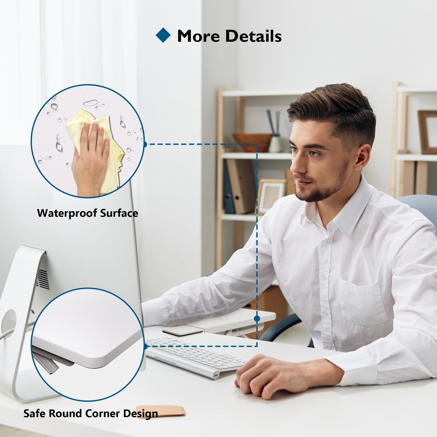 BONTEC Ergonomic Desk Extender Tray, 9.5"x9.1" Table Mount Arm Wrist Rest Shelf, 90° Foldable Elbow Support, Clamp on Computer Arm Rest for Desk, Office & Home Use, Durable & Easy to Install