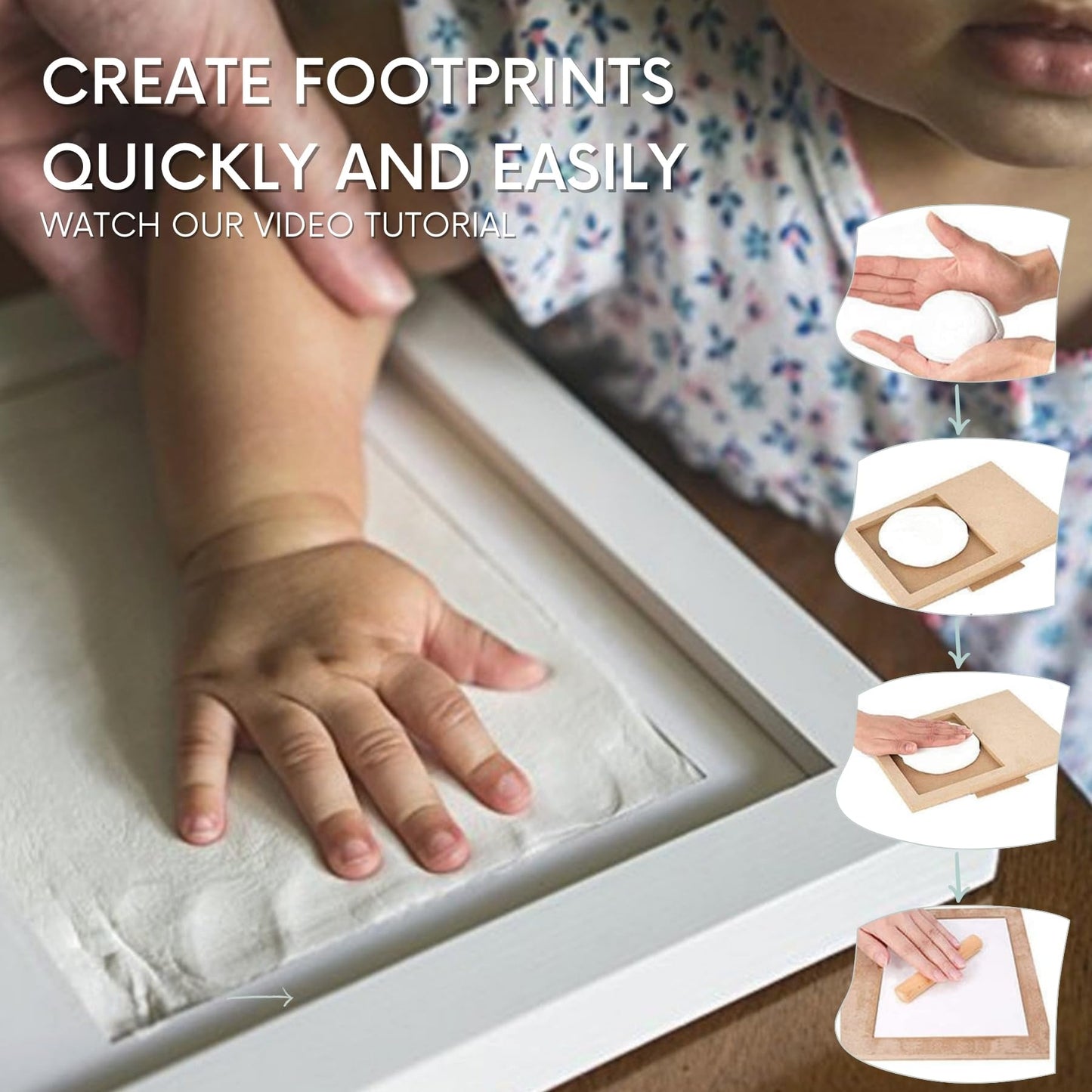 HuBorns - Baby Hand and Footprint Kit - New Born Gifts & Keepsakes - Non-Cracking Clay Baby Footprint Kit & Handprint Kit - New Baby Essentials & Baby Accessories - New Mum Gifts