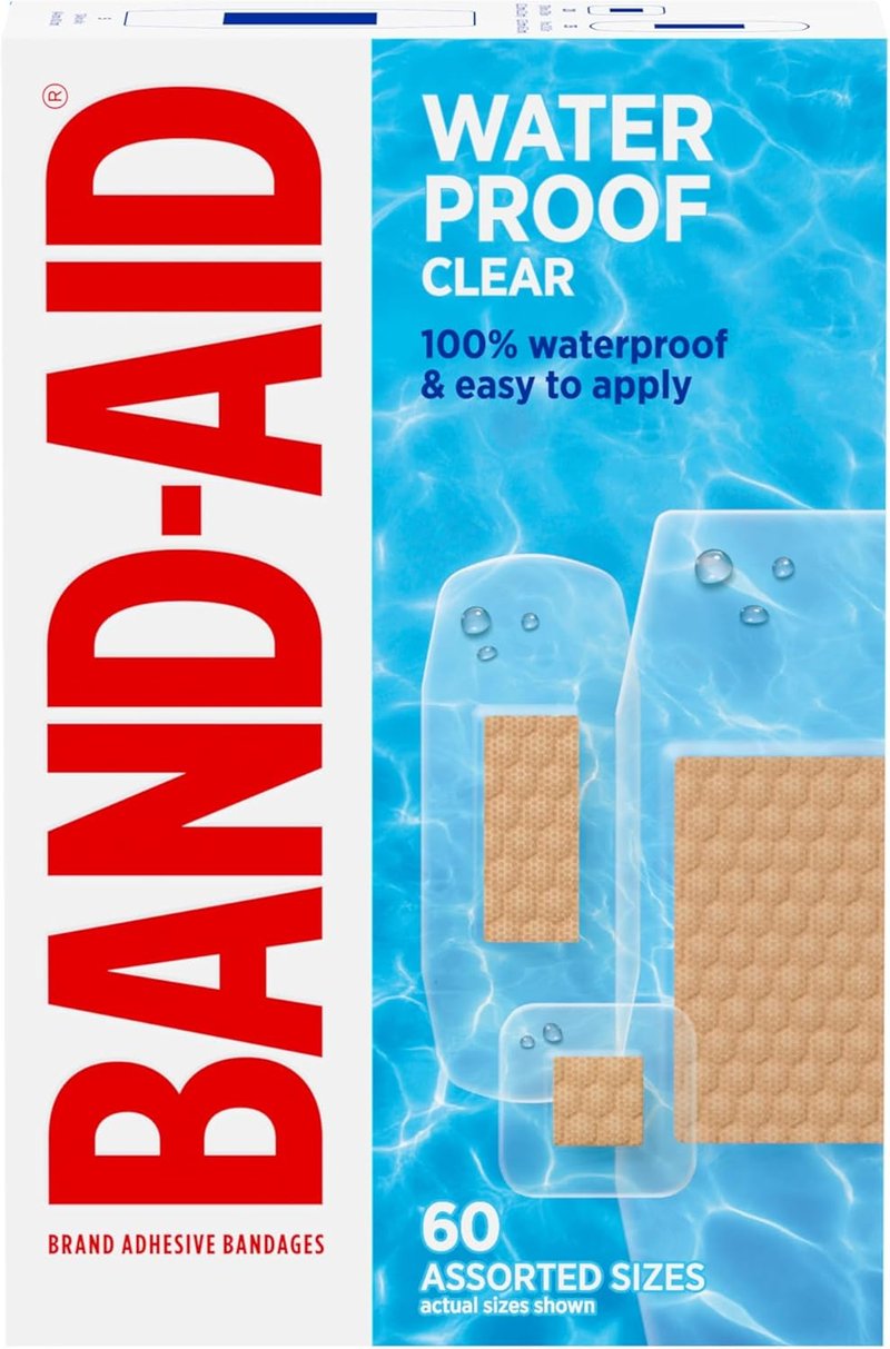 Clear Waterproof Adhesive Bandages - 100% Waterproof Protection for Cuts & Scrapes | Comfort Pad, 60 Count