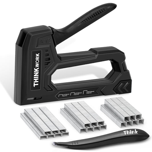THINKWORK Light Duty Staple Gun - Upholstery Staple Gun for Wood with 1600pcs JT21 Staples 1/4", 5/16", 3/8" and Staple Remover, Fabric Stapler Gun for Crafts, Home Use, Wall, DIY, Lights Decoration