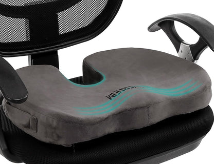 foverhom Gel Seat Cushion for Long Sitting,Office Chair Cushion for Tailbone Pain Relief,Non Slip Orthopedic 50 Density Slow Rebound Memory Foam Car Seat Cushion with Handle and Concealed Zipper