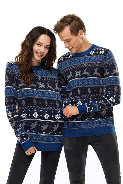 Women`s Ugly Christmas Sweater Unisex Men憇 Funny Novelty Fairisle Pullover for Party Feeling The Fair Isle Blue X-Large